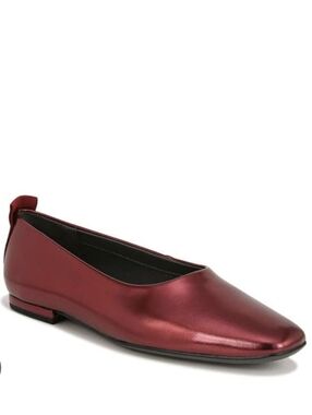Franco Sarto Vana Ballet Flats Metallic Cherry Red Square Toe Slip-On Shoe Sz 9